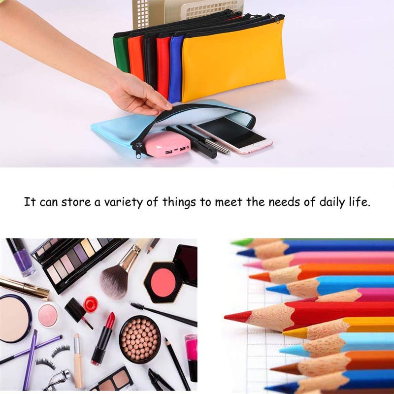Vankcp 14Pcs Bank Deposit Money Bag, 7 colors Deposit Zippered Coin Bag 11'' x 6.3'' Waterproof Colorful Leatherette Cash Bag for Office Travel Home Magician - Image 2